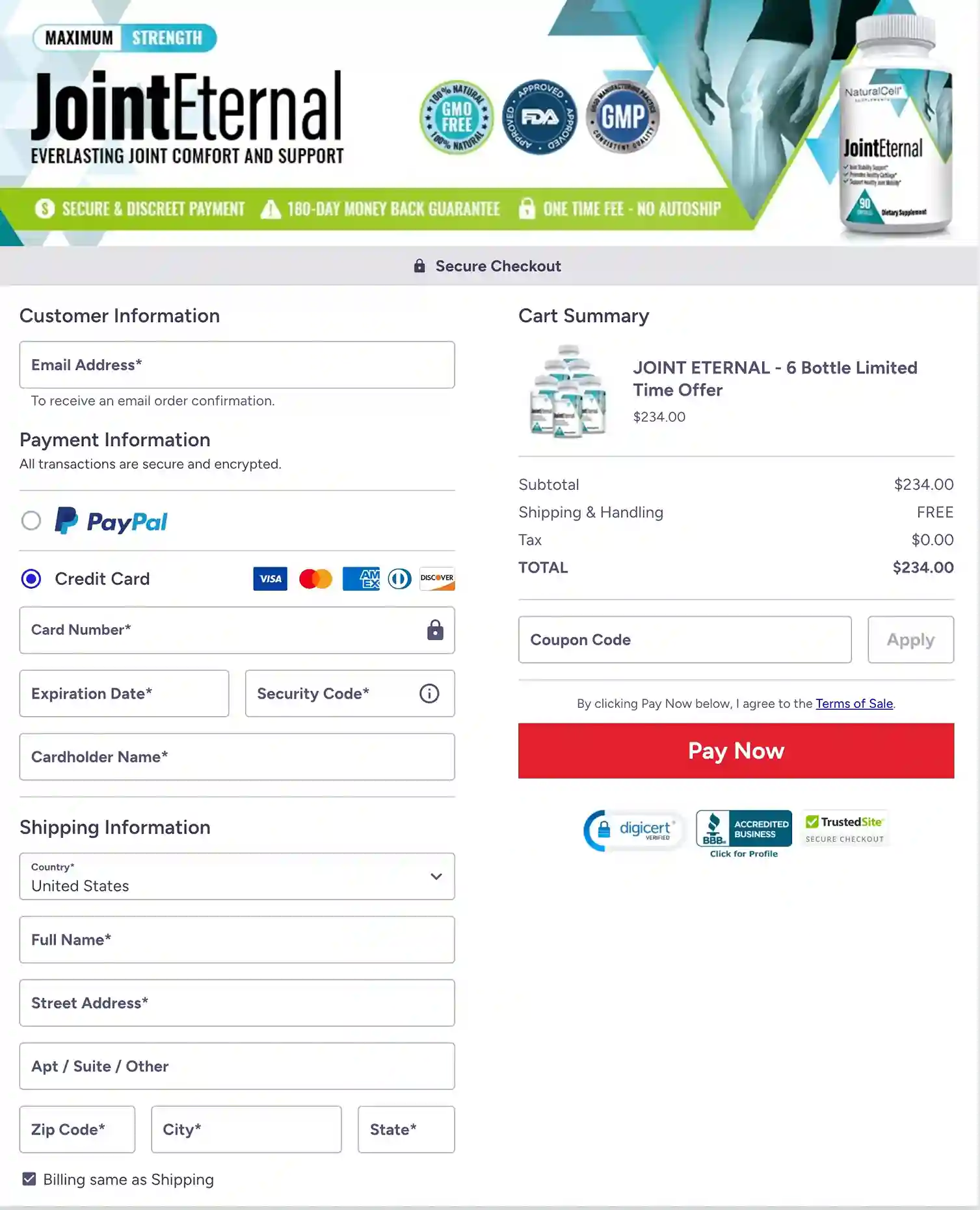 Joint Eternal Secure Payment Checkout
