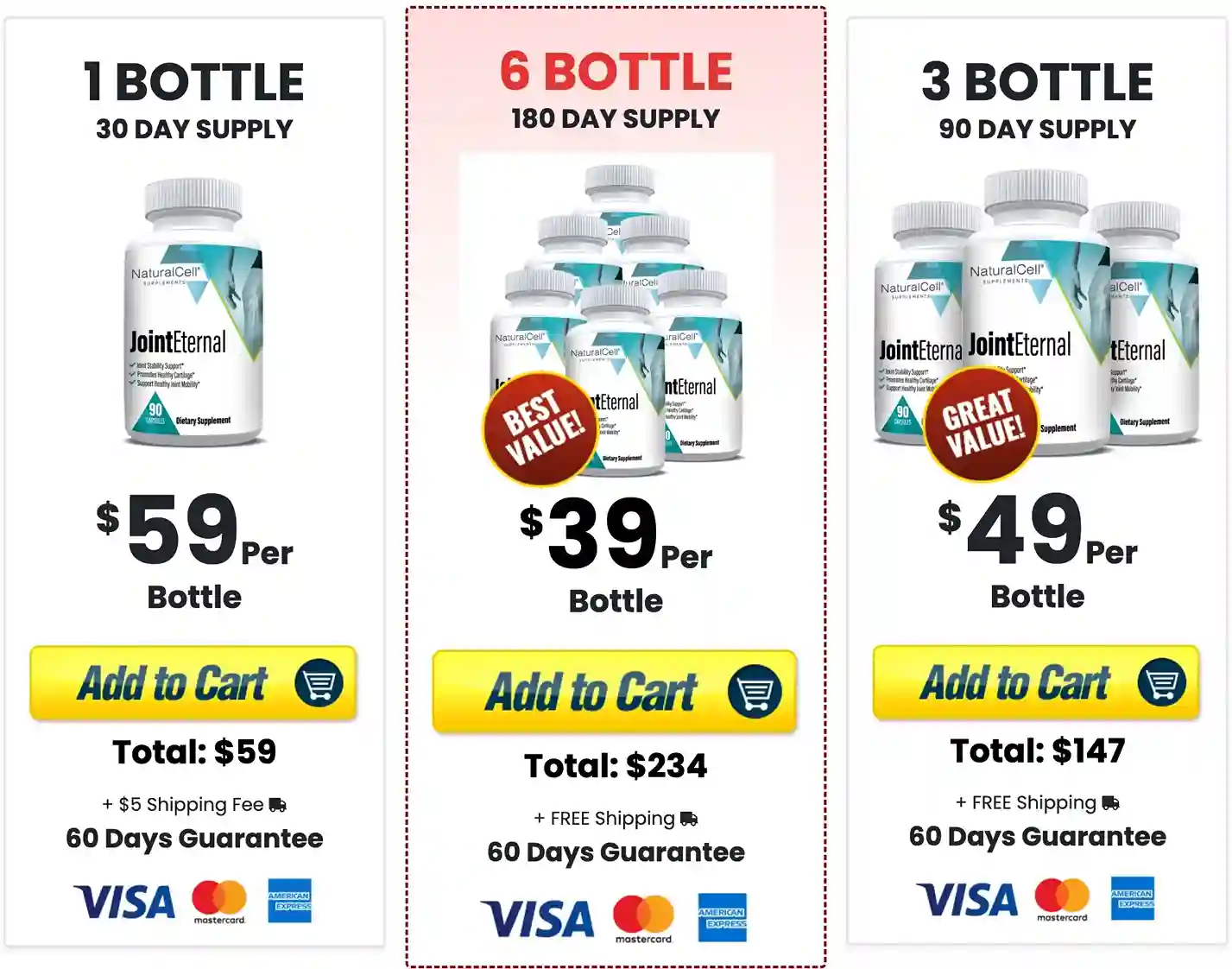Joint Eternal Pricing 1 Bottle 3 Bottle 6 Bottle Packages